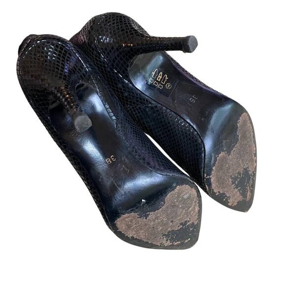 High Heel Ankle Boots EU 38 / US 7.5M Black Textured Leather by Tsaloros Mallos - Picture 7 of 11